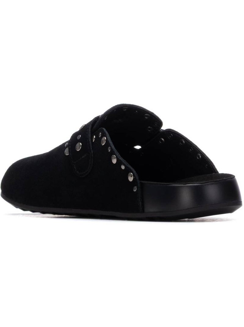 Sabots plats femme en cuir Noir - Kiabi