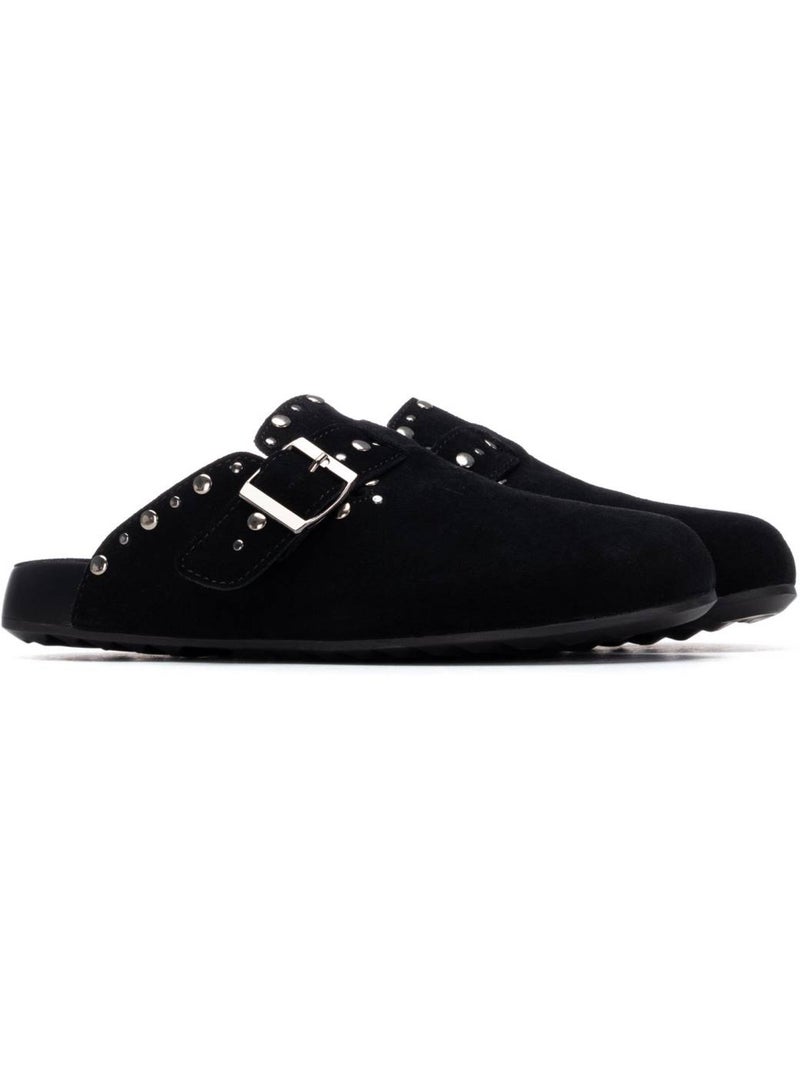 Sabots plats femme en cuir Noir - Kiabi