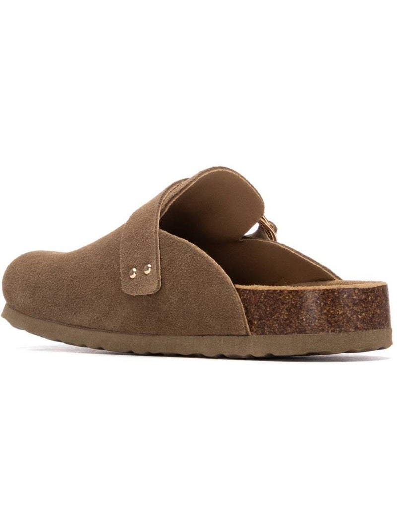 Sabots plats femme en cuir Taupe - Kiabi