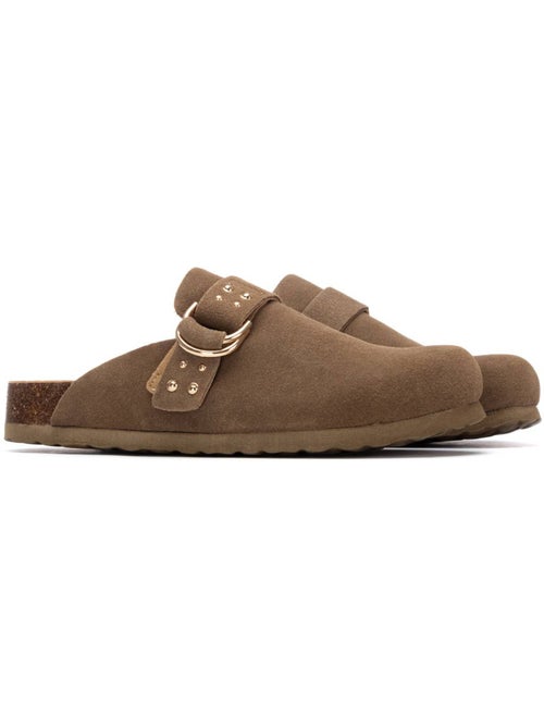 Sabots plats femme en cuir - Kiabi