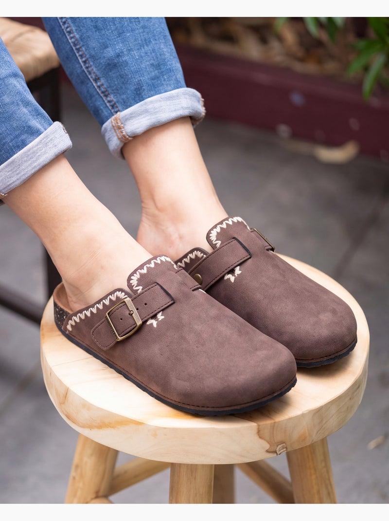 Sabots semelle extra-flex, légère, patch talon ultra confort Marron chocolat - Kiabi
