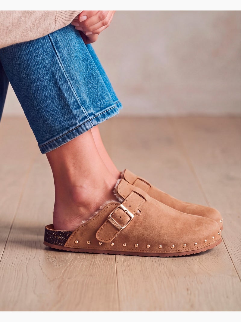 Sabots semelle extra-flex, légers, patch talon confort Camel - Kiabi