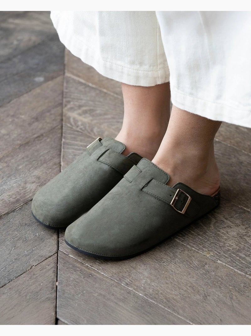 Sabots semelle extra-flex, légers, patch talon confort Kaki - Kiabi