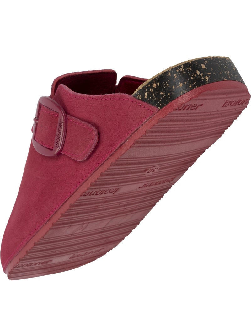 Sabots semelle intérieure cuir extra-flex - patch talon confort  isotoner Rose framboise - Kiabi