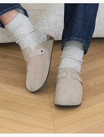Sabots semelle intérieure cuir extra-flex - patch talon confort isotoner