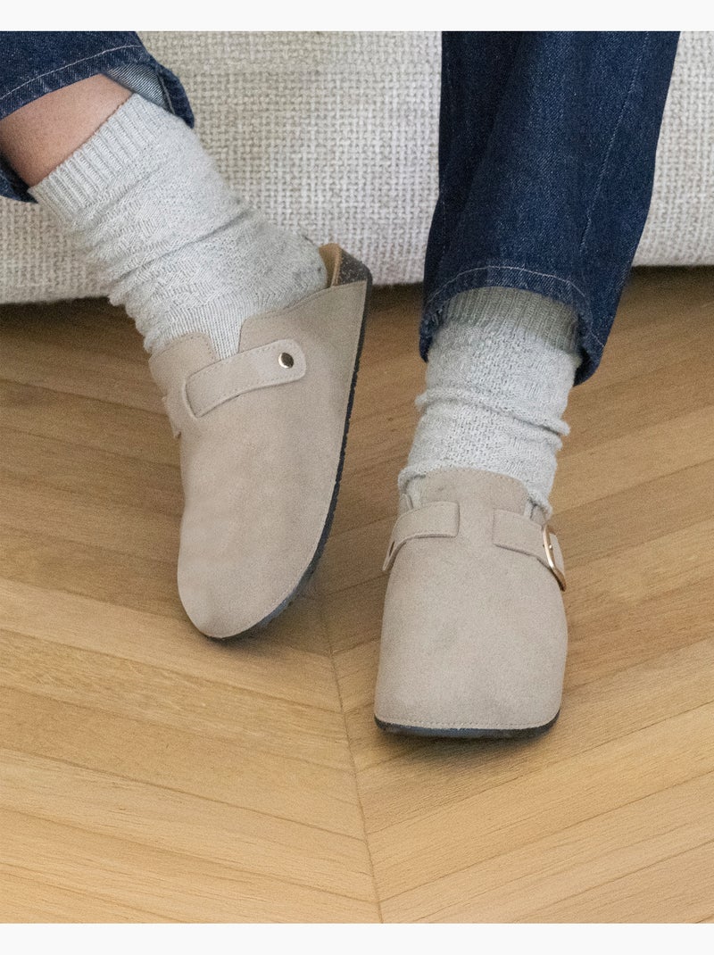 Sabots semelle intérieure cuir extra-flex - patch talon confort  isotoner Taupe - Kiabi