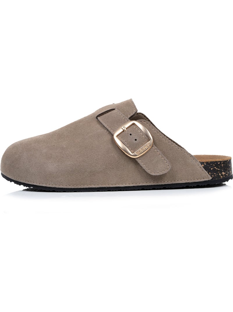 Sabots semelle intérieure cuir extra-flex - patch talon confort  isotoner Taupe - Kiabi