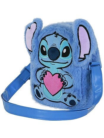 Sac à Bandoulière Carré Plush - Disney Lilo et Stitch Heart - Bleu - Taille Unique