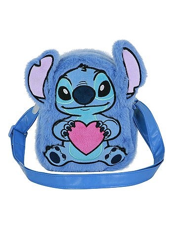 Sac à Bandoulière Carré Plush - Disney Lilo et Stitch Heart - Bleu - Taille Unique
