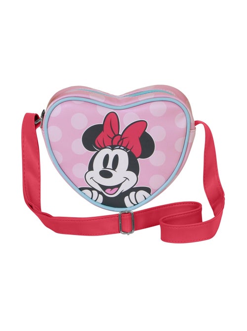 Sac à Bandoulière Coeur Casual - Disney Minnie Mouse Ribbon - Rose - Taille Unique - Kiabi