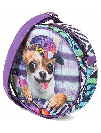 Sac à Bandoulière Rond - Krazymals Chihuahua - Lilas - Taille Unique