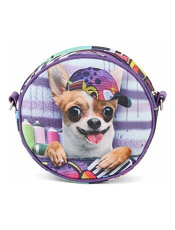 Sac à Bandoulière Rond - Krazymals Chihuahua - Lilas - Taille Unique