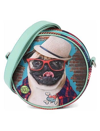 Sac à Bandoulière Rond - Krazymals Pug - Brun - Taille Unique