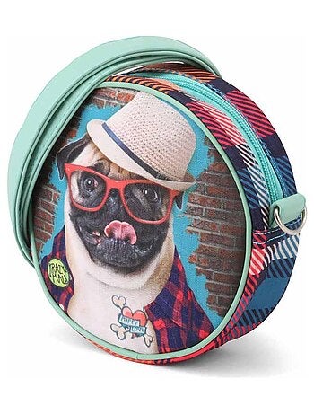 Sac à Bandoulière Rond - Krazymals Pug - Brun - Taille Unique