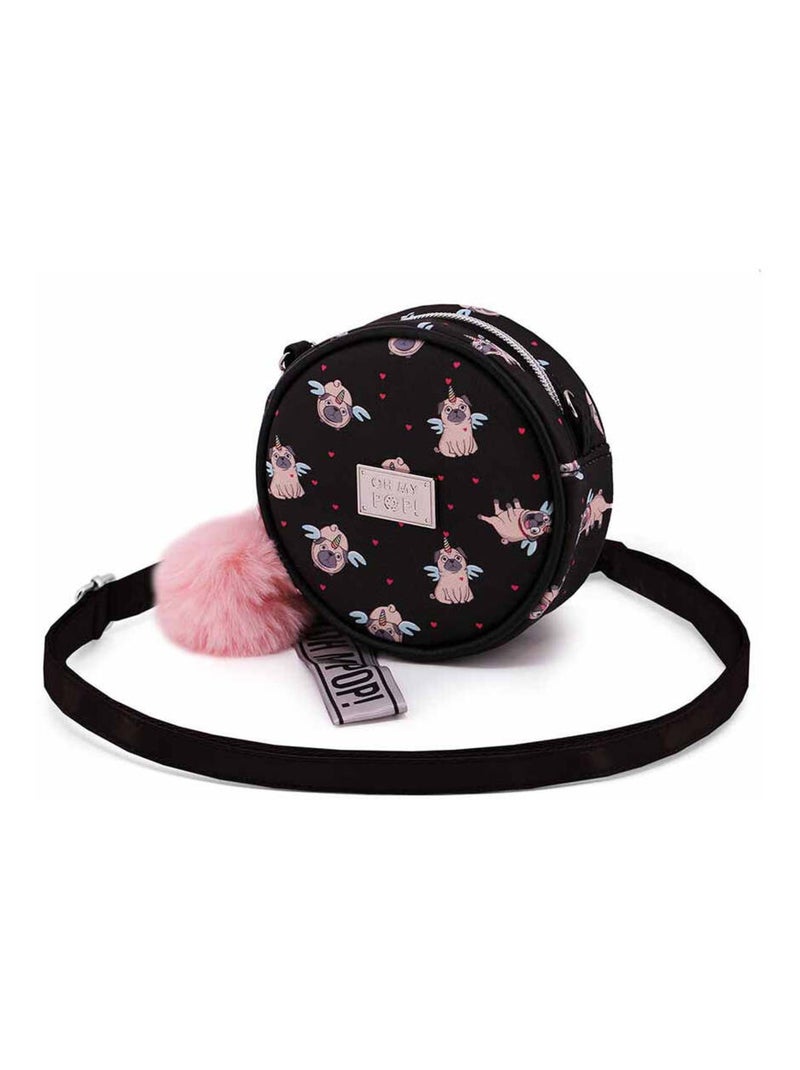Sac à Bandoulière Rond Petit - Oh My Pop! Pug - Noir - Taille Unique Noir - Kiabi