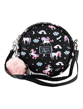 Sac à Bandoulière Ronde - Oh My Pop! Licorne - Noir - Taille Unique