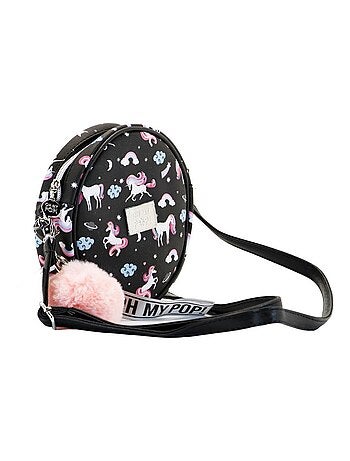 Sac à Bandoulière Ronde - Oh My Pop! Licorne - Noir - Taille Unique