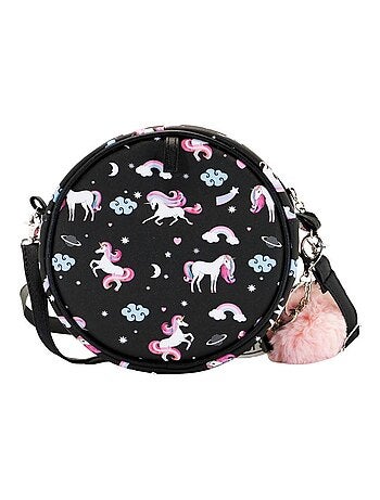Sac à Bandoulière Ronde - Oh My Pop! Licorne - Noir - Taille Unique