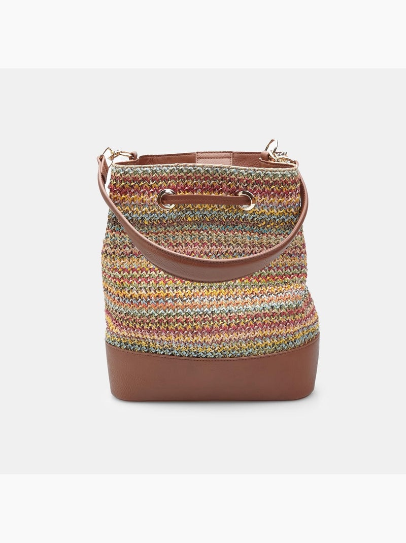 Sac à coulisse en raphia Bata Multicolore - Kiabi