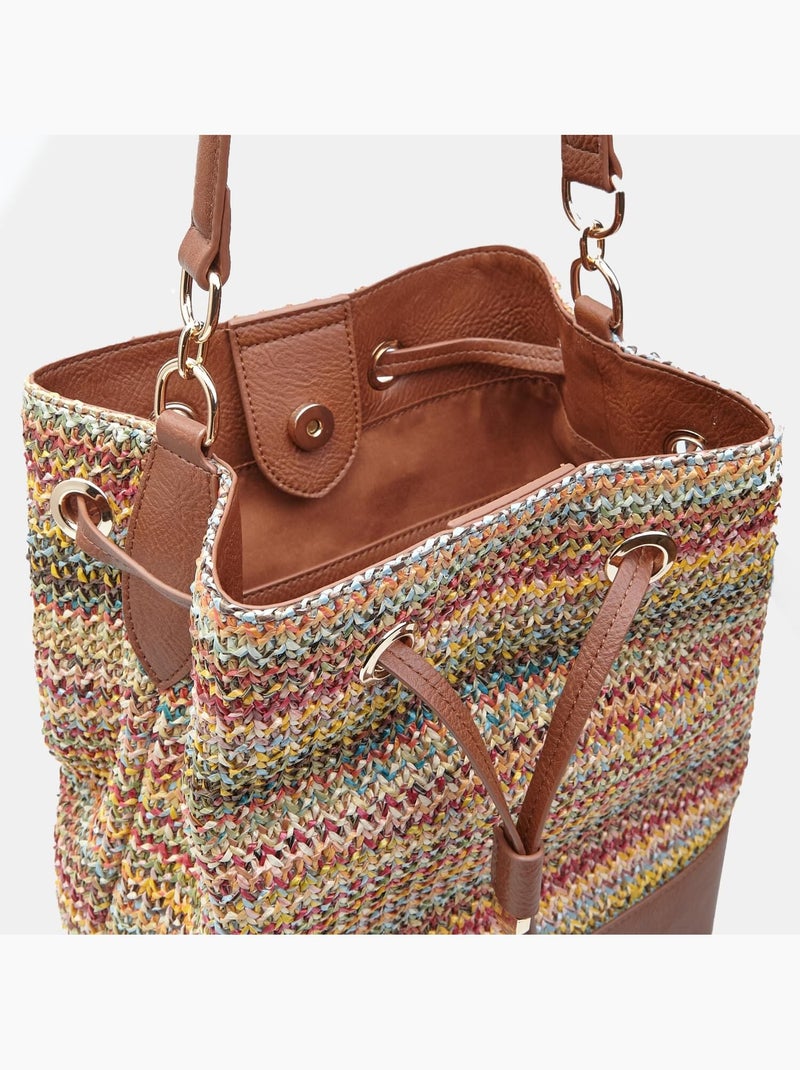 Sac à coulisse en raphia Bata Multicolore - Kiabi