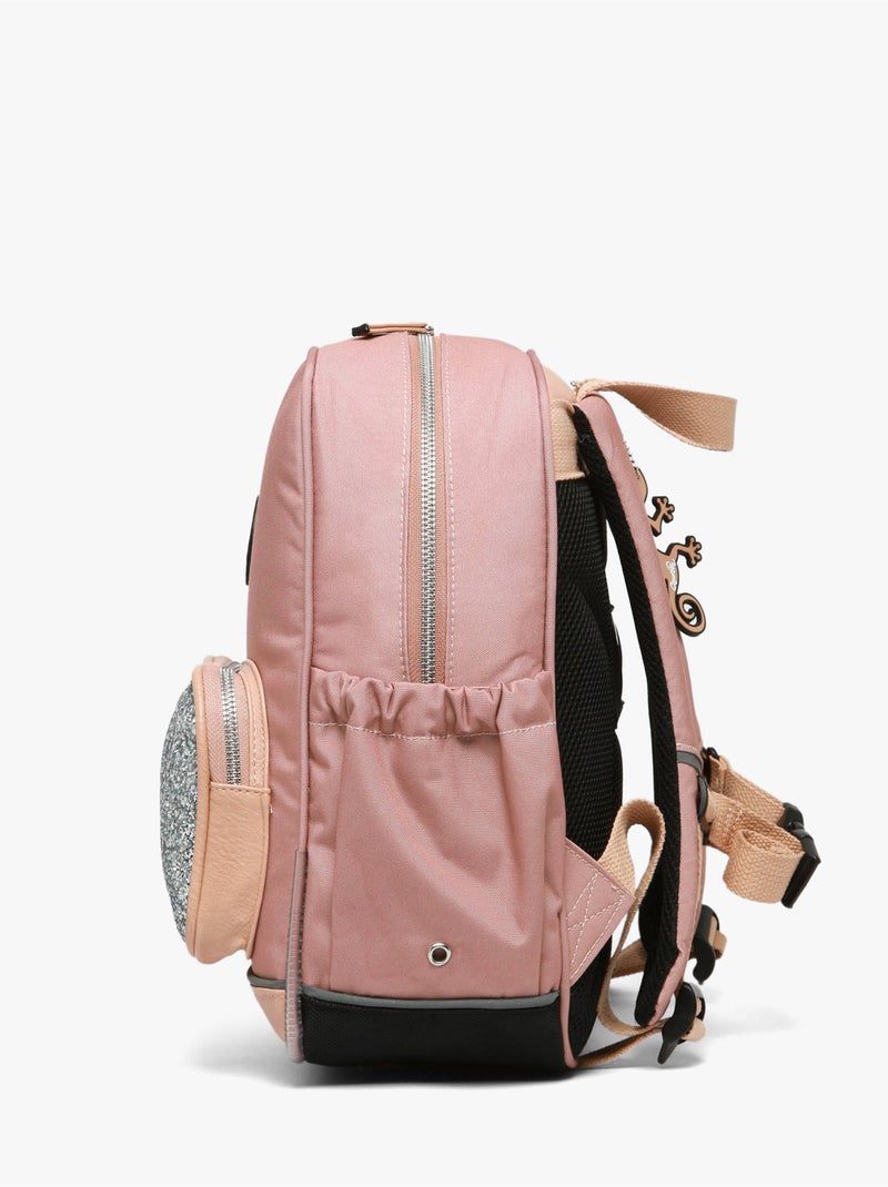 Sac À Dos 1 Compartiment Vintage Fantasy Cameleon Gris Rose - Kiabi