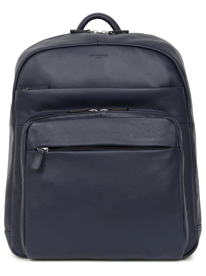 Sac à dos  13" & A4  Cuir CONFORT Bleu marine - Kiabi
