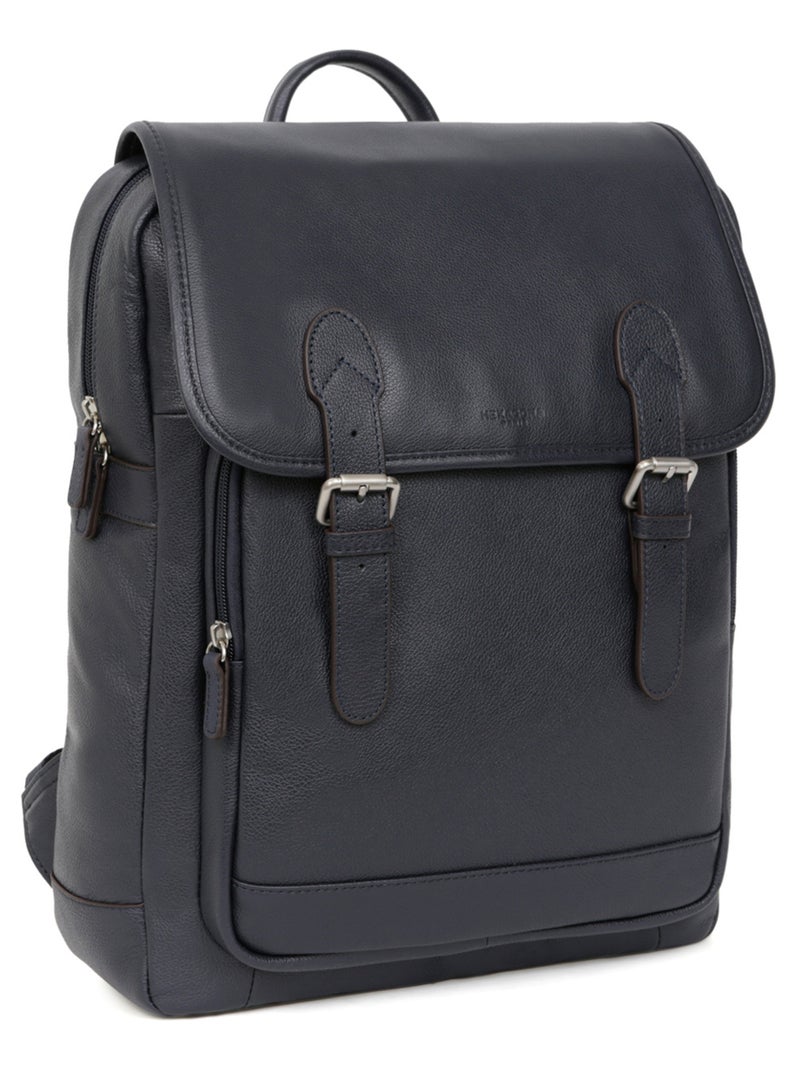 Sac à dos  13" & a4  cuir confort hexagona Bleu marine - Kiabi