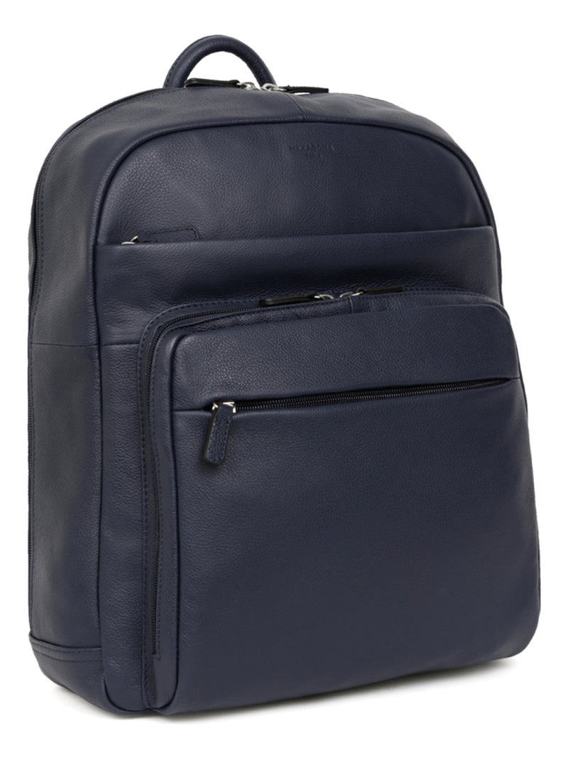 Sac à dos  13" & a4  cuir confort hexagona Bleu marine - Kiabi