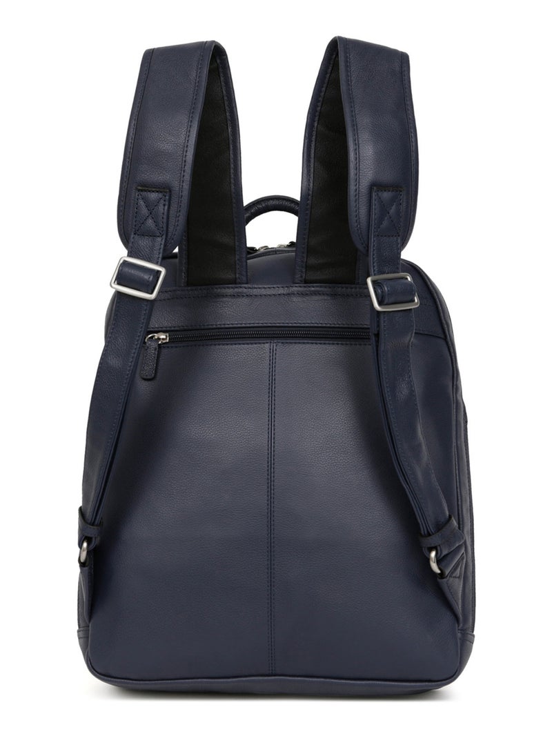 Sac à dos  13" & a4  cuir confort hexagona Bleu marine - Kiabi
