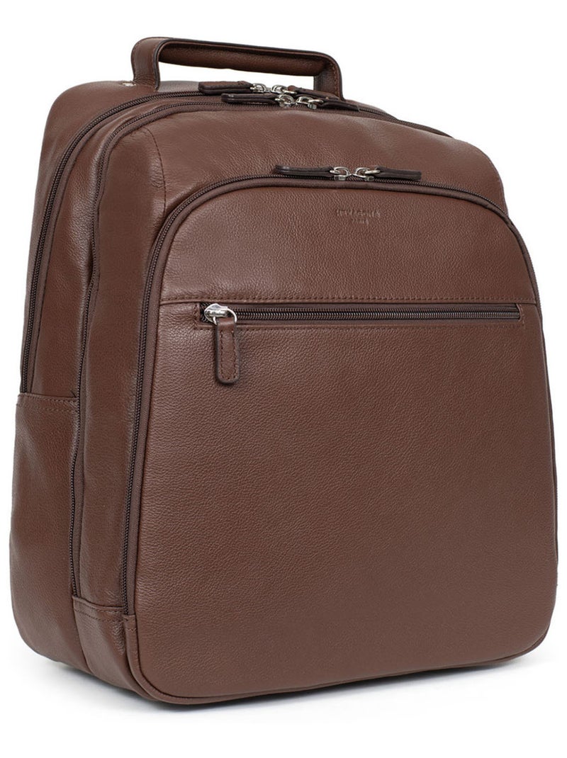 Sac à dos  13" & a4  cuir confort hexagona Marron chocolat - Kiabi