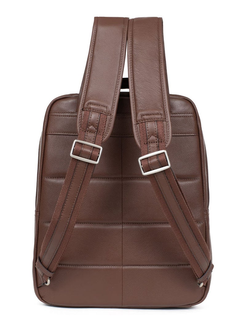 Sac à dos  13" & a4  cuir confort hexagona Marron chocolat - Kiabi