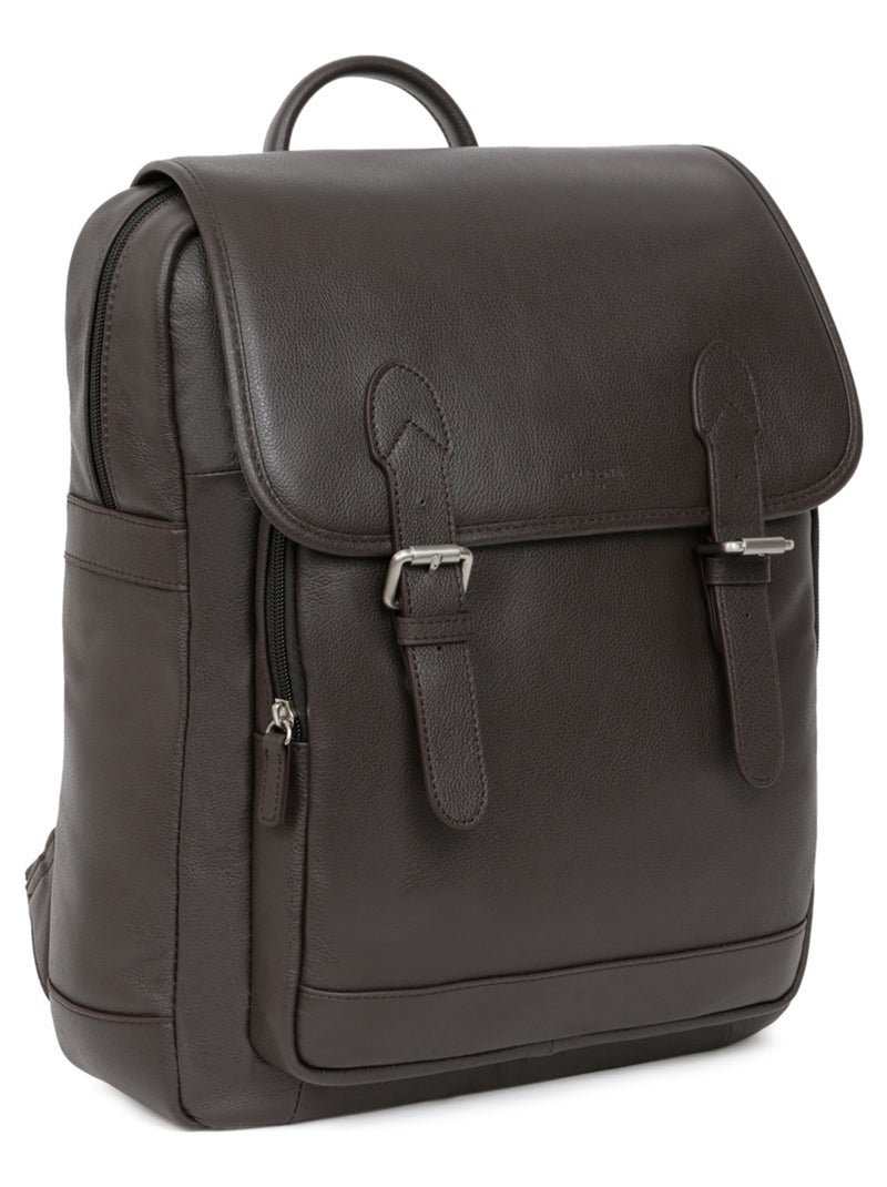 Sac à dos  13" & a4  cuir confort hexagona Marron foncé - Kiabi