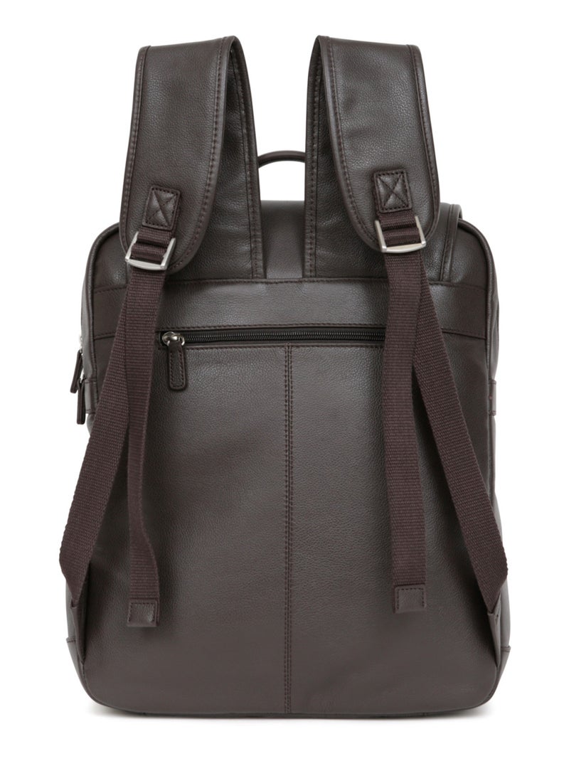Sac à dos  13" & a4  cuir confort hexagona Marron foncé - Kiabi