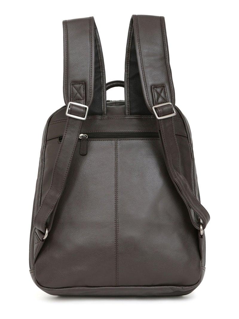 Sac à dos  13" & a4  cuir confort hexagona Marron foncé - Kiabi