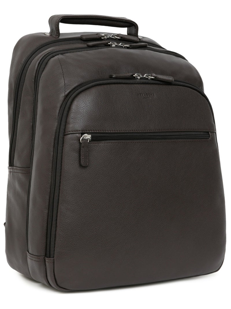Sac à dos  13" & a4  cuir confort hexagona Marron foncé - Kiabi