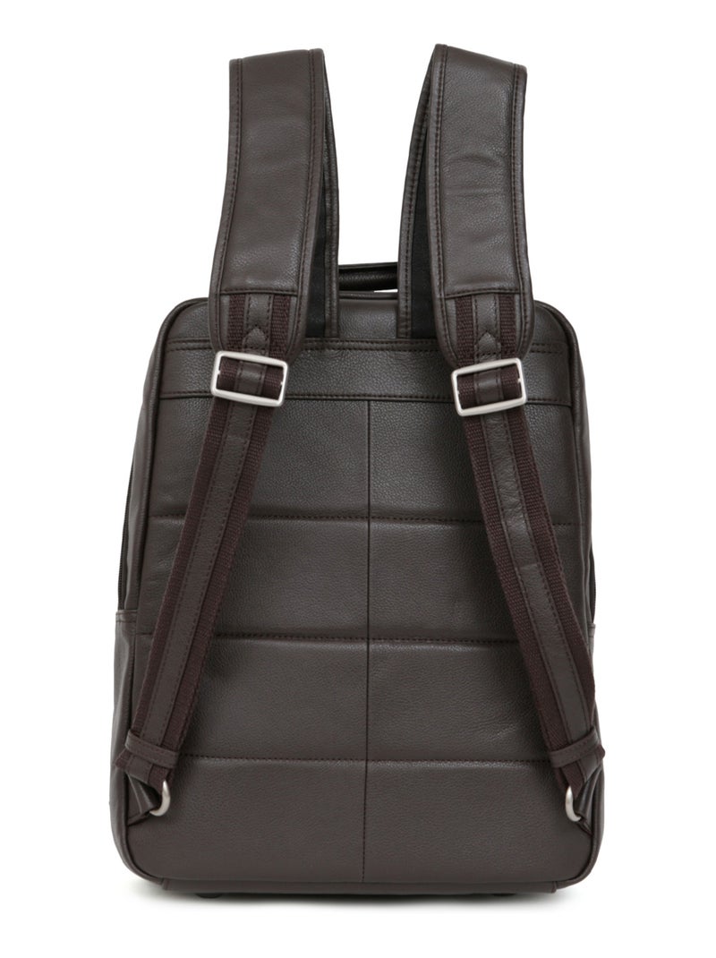 Sac à dos  13" & a4  cuir confort hexagona Marron foncé - Kiabi