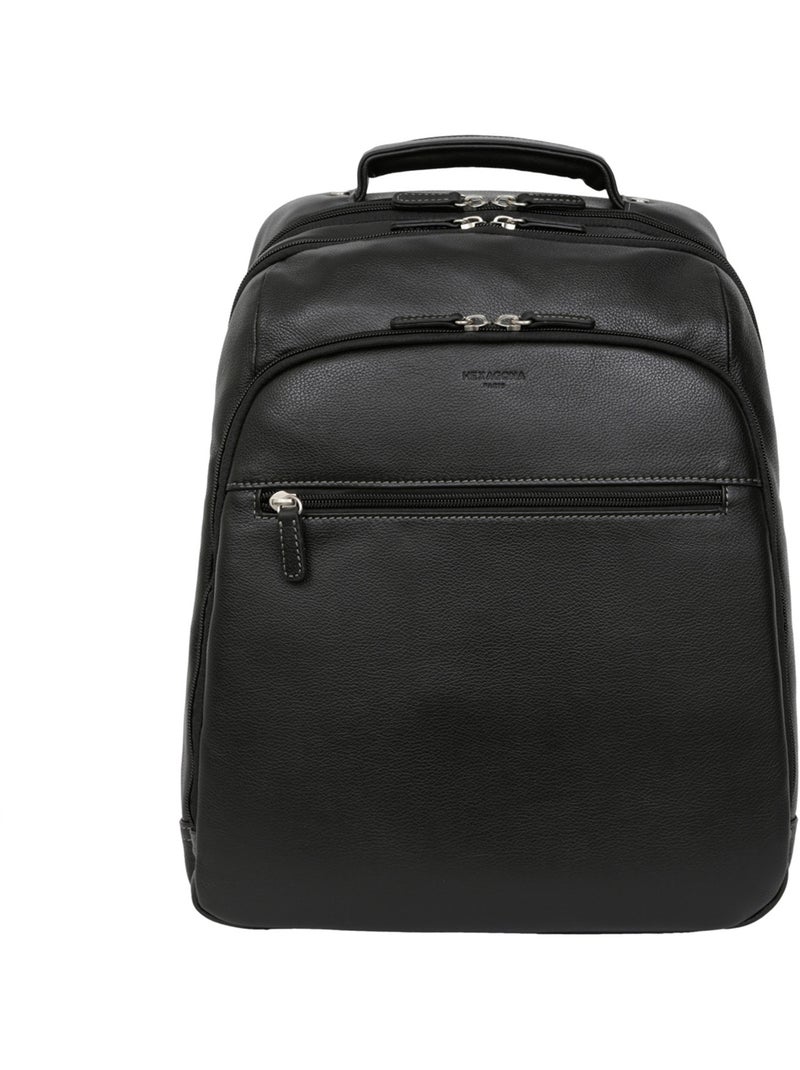 Sac à dos  13" & A4  Cuir CONFORT Noir - Kiabi