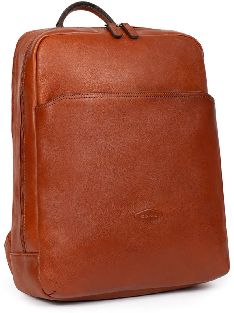 Sac à dos  15" & a4  cuir stuart Cognac - Kiabi