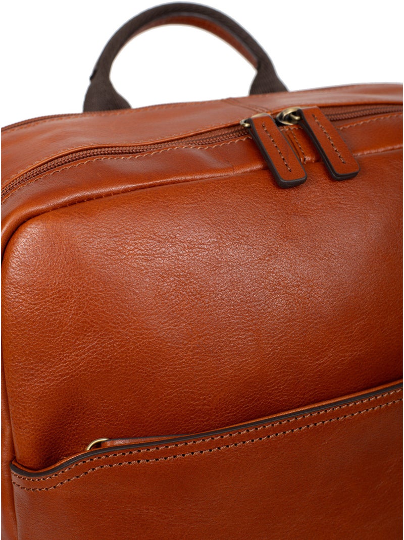 Sac à dos  15" & a4  cuir stuart Cognac - Kiabi