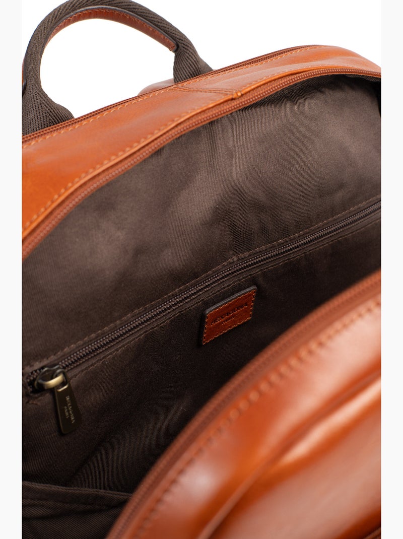 Sac à dos  15" & a4  cuir stuart Cognac - Kiabi