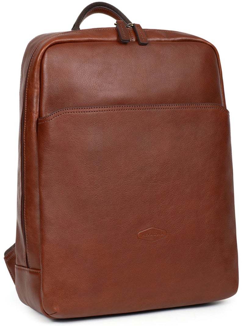 Sac à dos  15" & a4  cuir stuart Marron - Kiabi