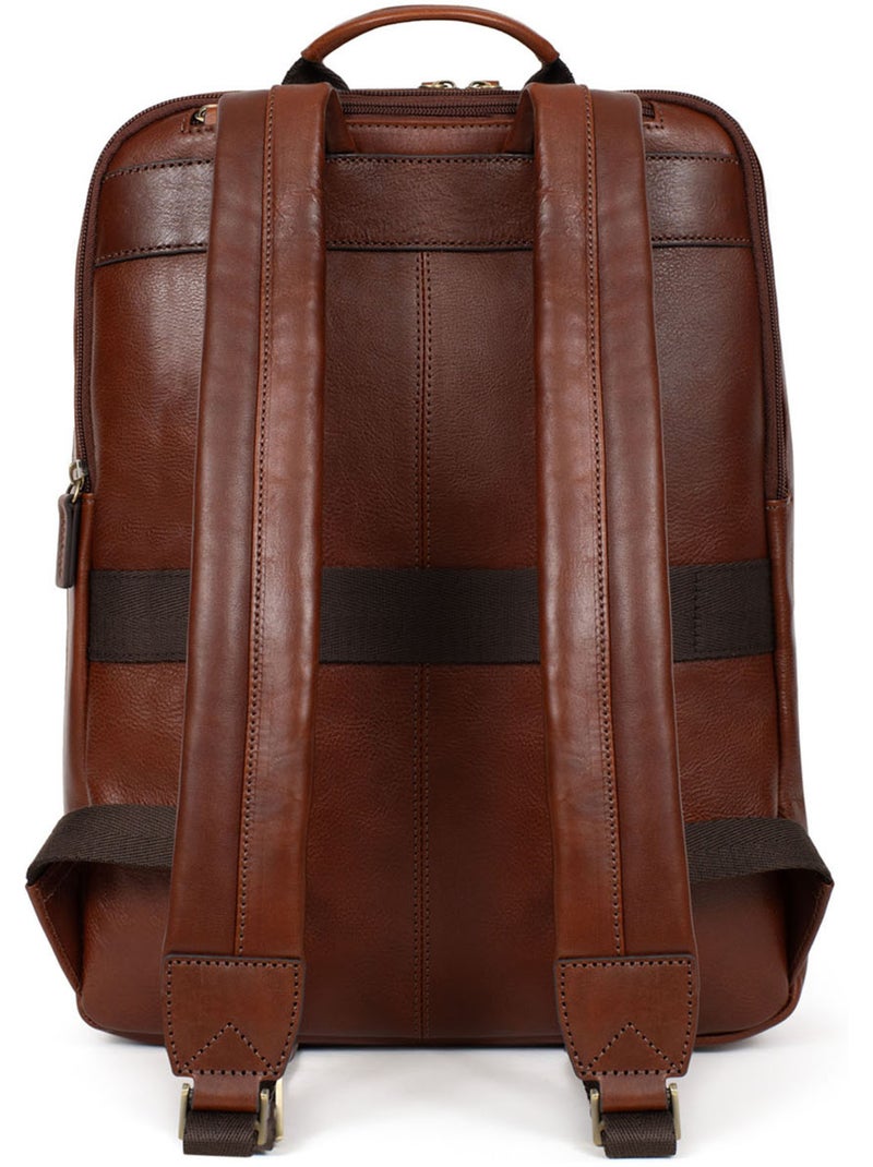Sac à dos  15" & a4  cuir stuart Marron - Kiabi