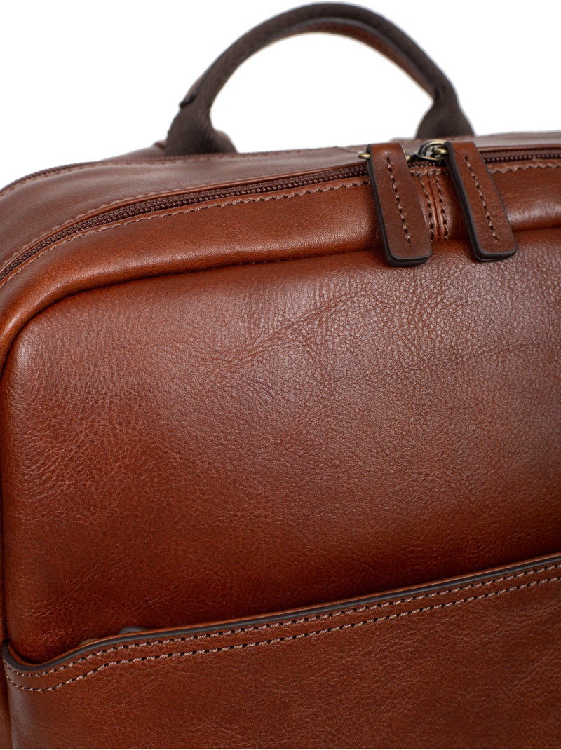 Sac à dos  15" & a4  cuir stuart Marron - Kiabi