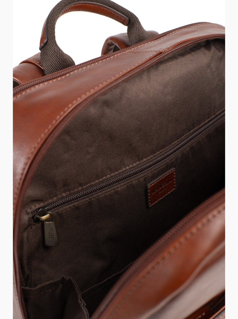 Sac à dos  15" & a4  cuir stuart Marron - Kiabi