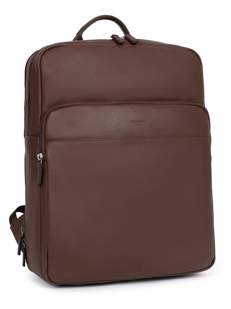 Sac à dos  15" & tablette & a4  cuir confort hexagona Marron chocolat - Kiabi