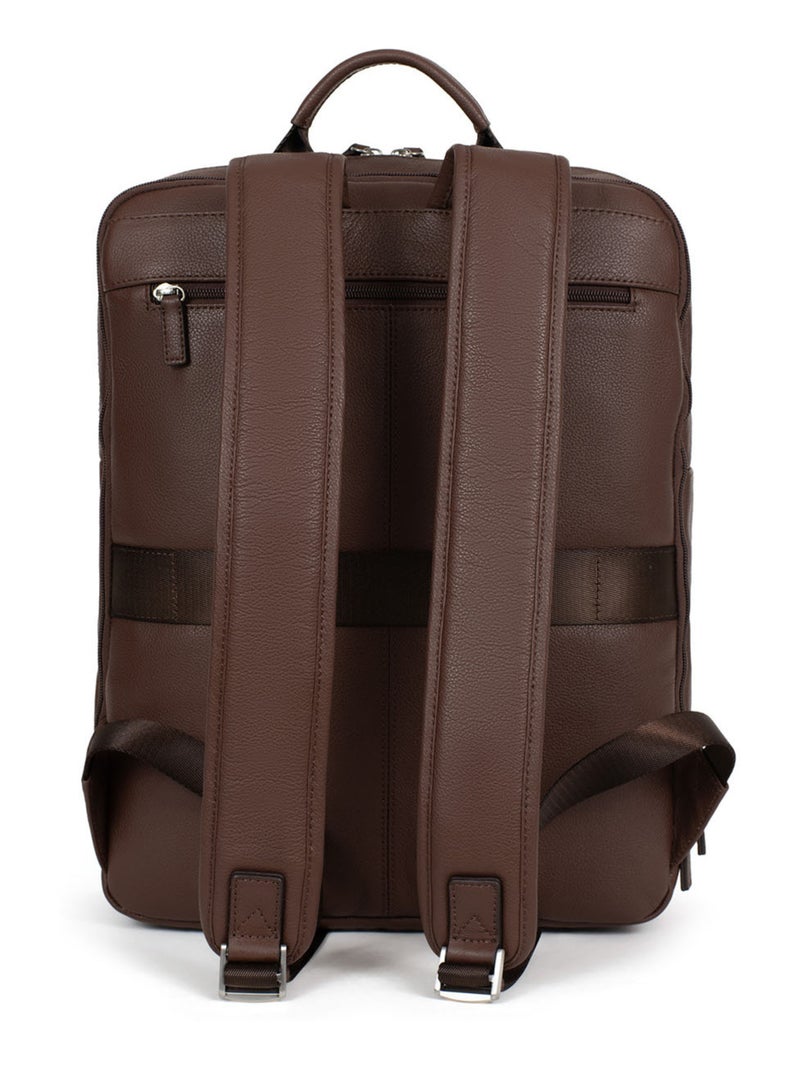 Sac à dos  15" & tablette & a4  cuir confort hexagona Marron chocolat - Kiabi