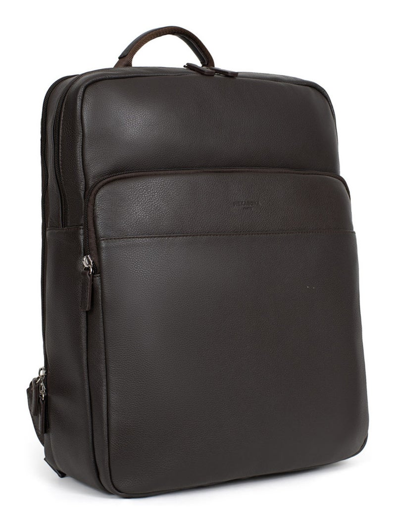 Sac à dos  15" & tablette & a4  cuir confort hexagona Marron foncé - Kiabi
