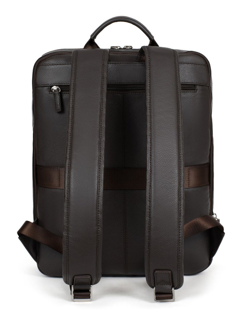 Sac à dos  15" & tablette & a4  cuir confort hexagona Marron foncé - Kiabi