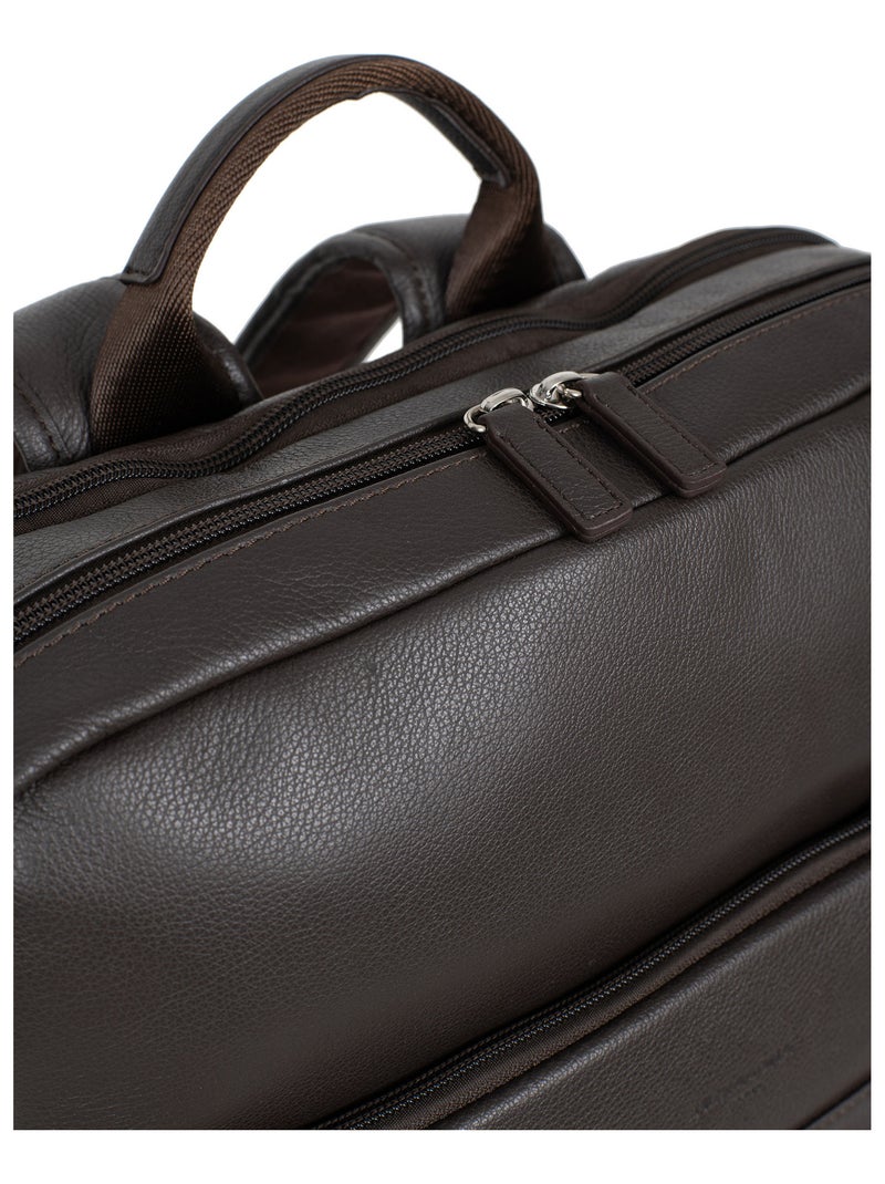 Sac à dos  15" & tablette & a4  cuir confort hexagona Marron foncé - Kiabi