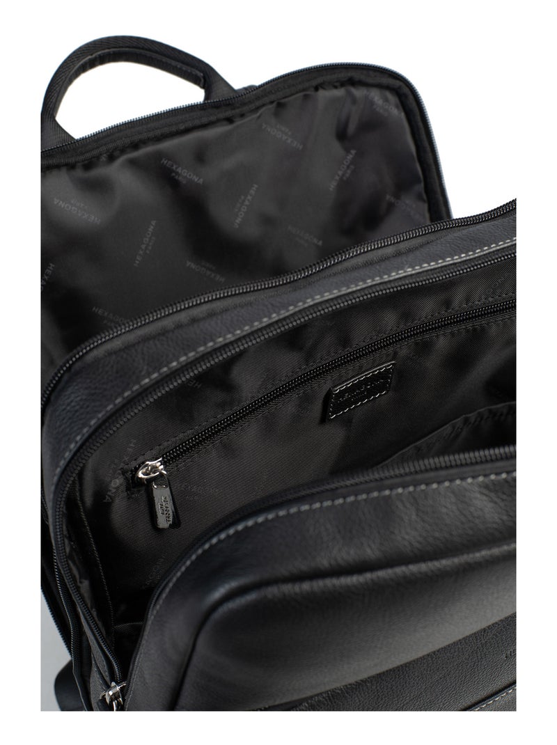 Sac à dos  15" & tablette & a4  cuir confort hexagona Noir - Kiabi